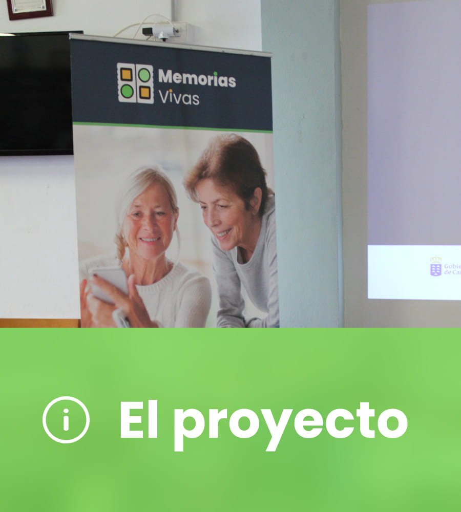 Botón de inicio de la sección El Proyecto en el sitio web de Canarias Memorias Vivas